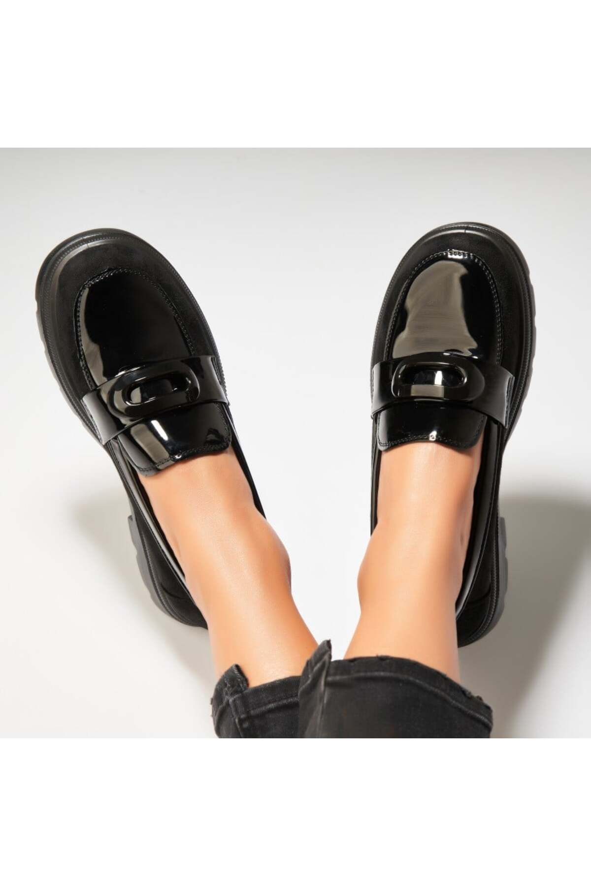 Joana Pantofi Dama Casual Negri Din Piele Ecologica Lacuita Ruway2 Femeie - 36