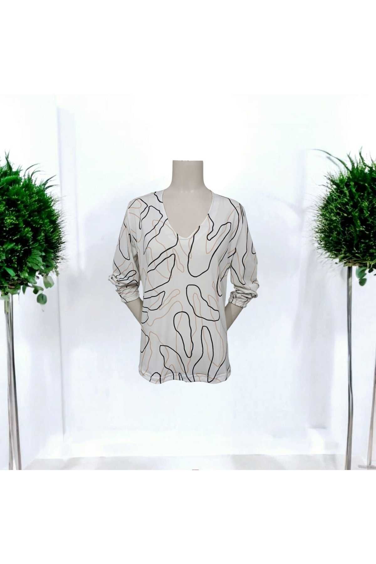 Butik V Yaka kolları lastikli bluz