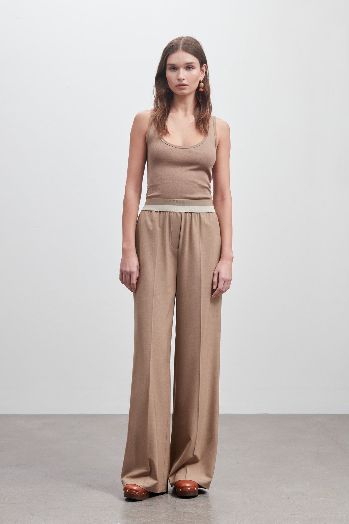 Shn BEL LASTİK AKSESUARLI WIDE LEG PANTOLON