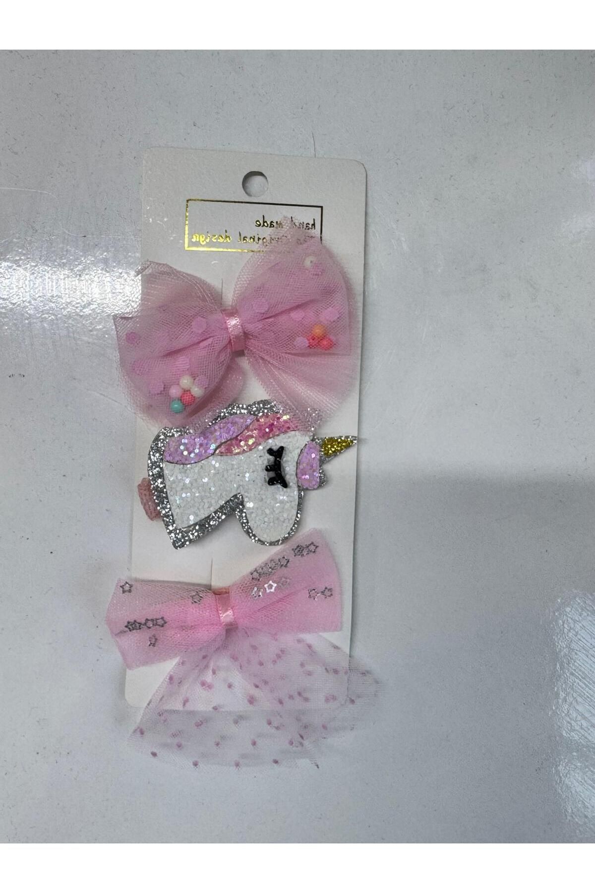 Motebarn Wear Kız Çocuk 3' lü Unicorn Klips Toka Beyaz