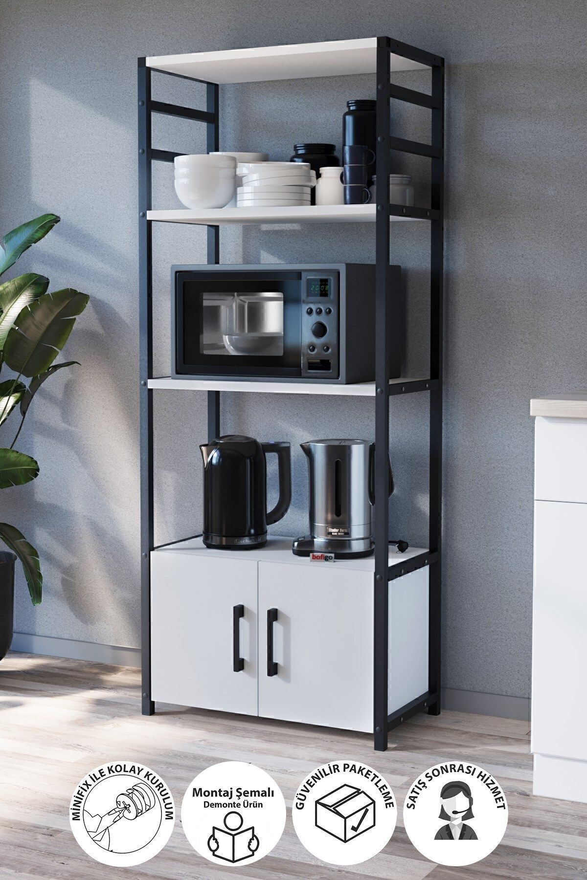 Kitchen Stand 2 Lids 4 Shelves Coffee Corner Kitchen Shelf Kitchen Bango Colombia White