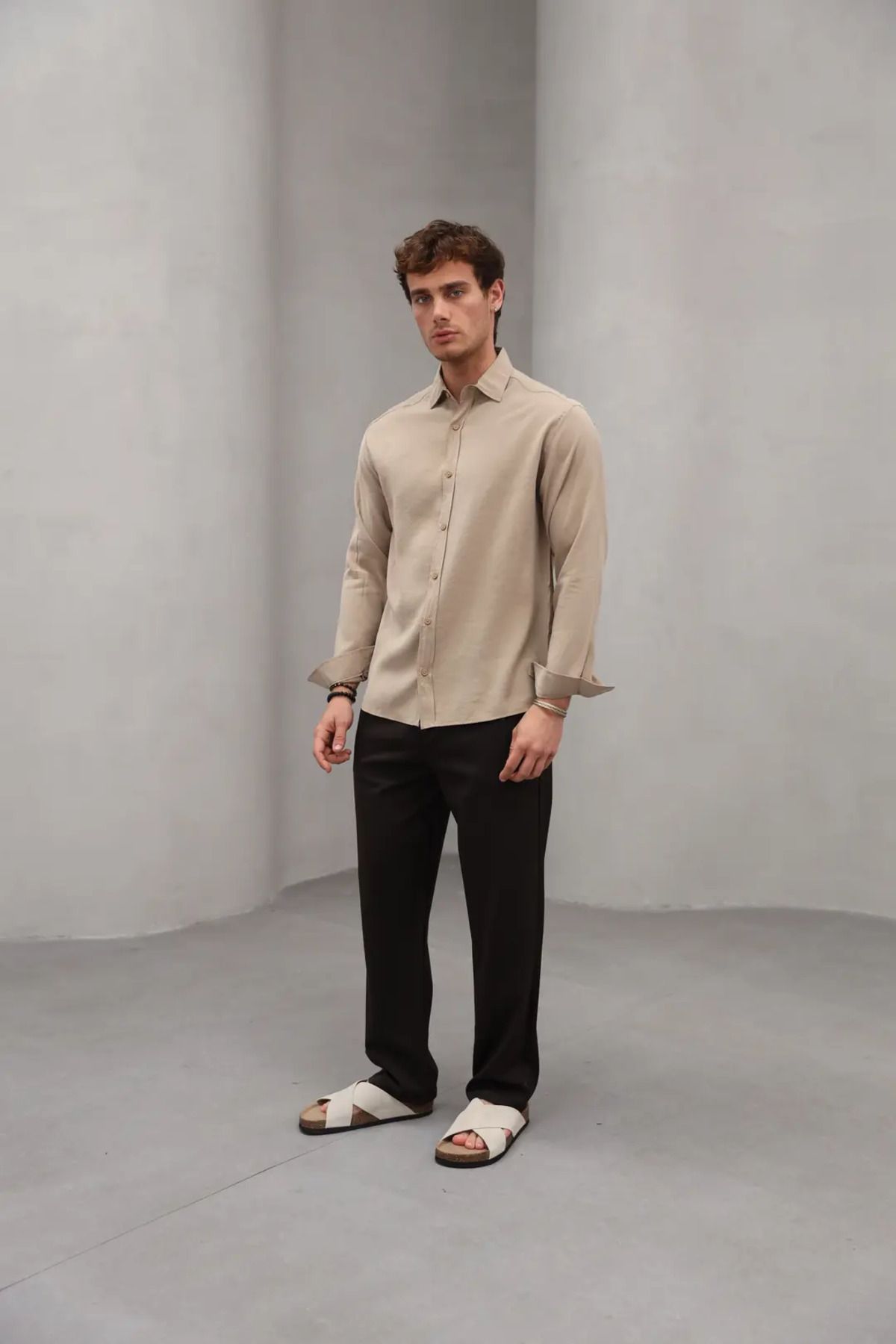 OHEPMODA Soft Dokulu Modal Kumaş Erkek Gömlek