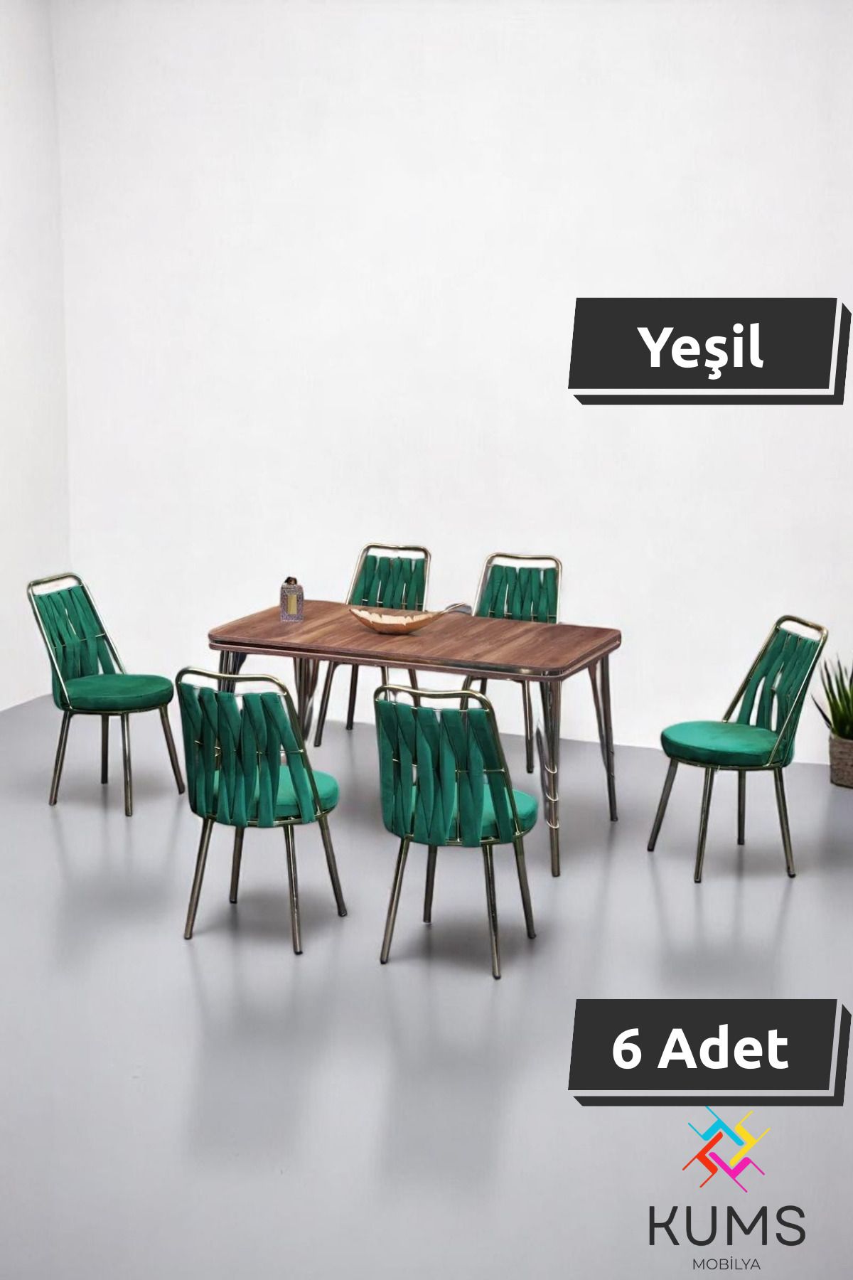 KUMS Violet Sarmaşık Masa Sandalye Takımı – 80 x 140 Sabit Masalı, 6 Kişilik, Örgü Sandalye