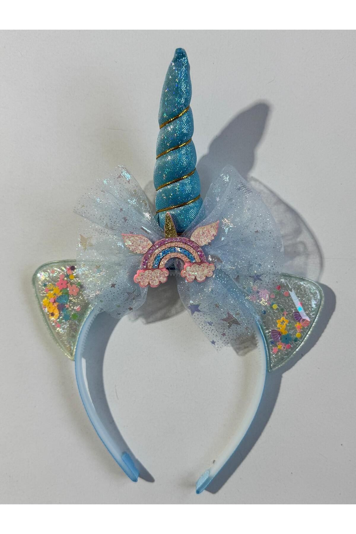 Motebarn Wear Kız Çocuk Unicorn Tütü Gökkuşağı Taç Mavi