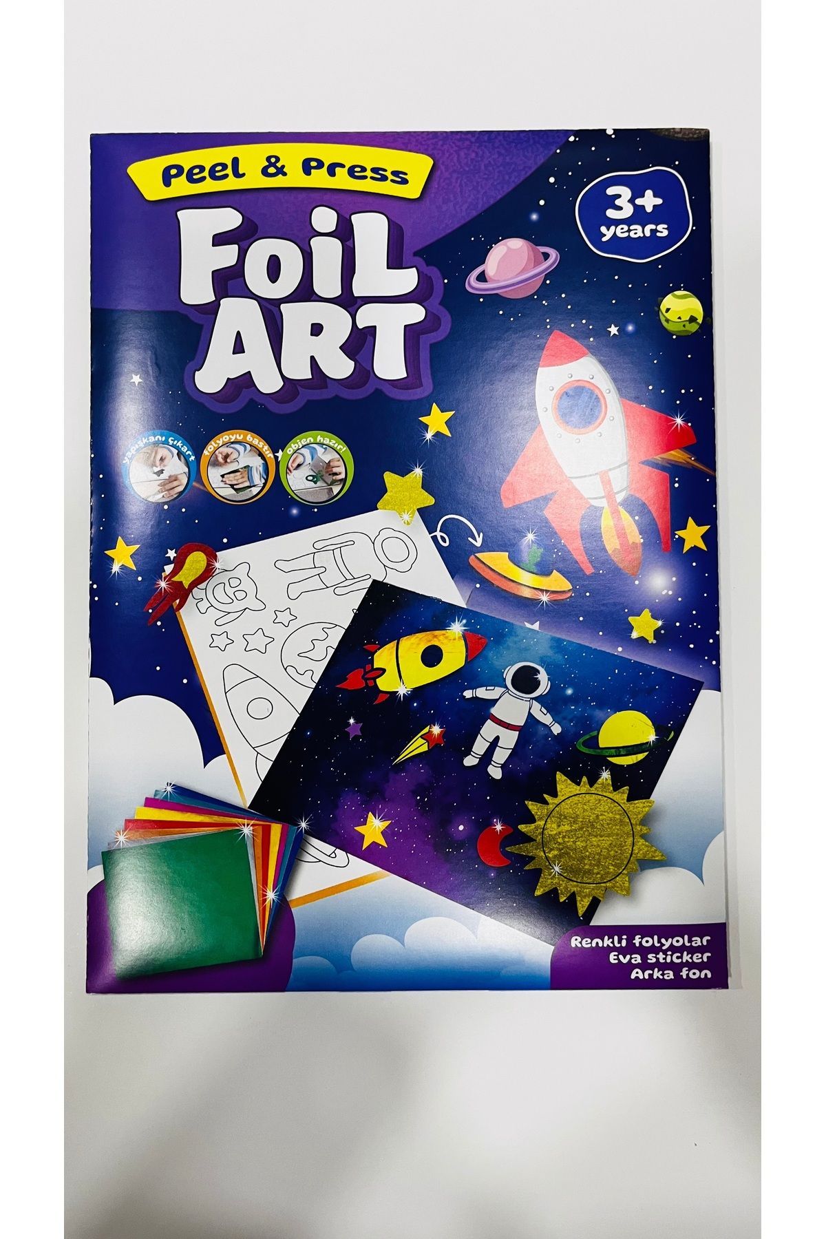 karinabest Foil Art Peel & Press Renkli Folyolar Eva Sticker Arka Fon 3+ Yaş Blue Space Creativity