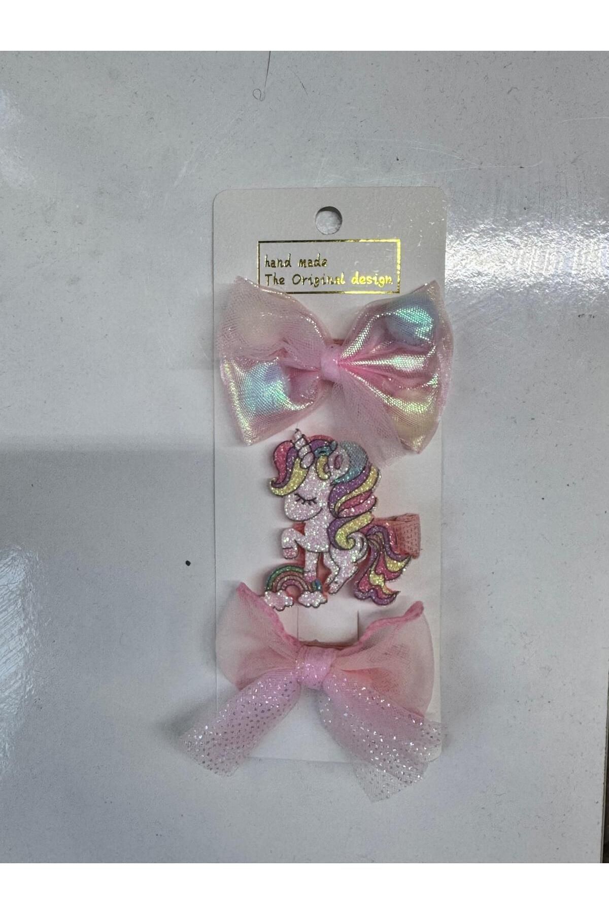 Motebarn Wear Kız Çocuk 3' lü Unicorn Klips Toka Mavi