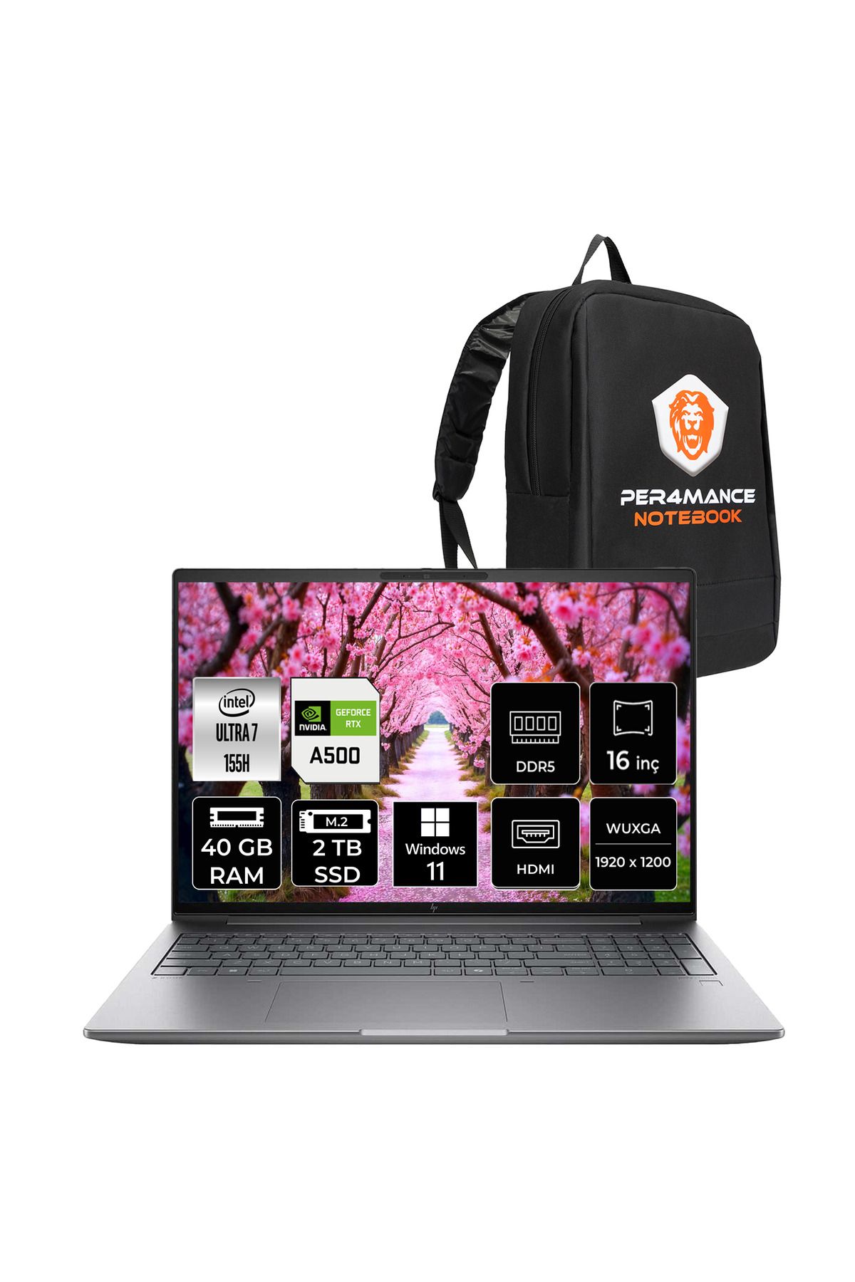 HP Zbook Power G11 Ultra7 155H 40GB 2TB SSD RTX500A/4GB 16'' WUXGA W11P İş İstasyonu & PER4 ÇANTA