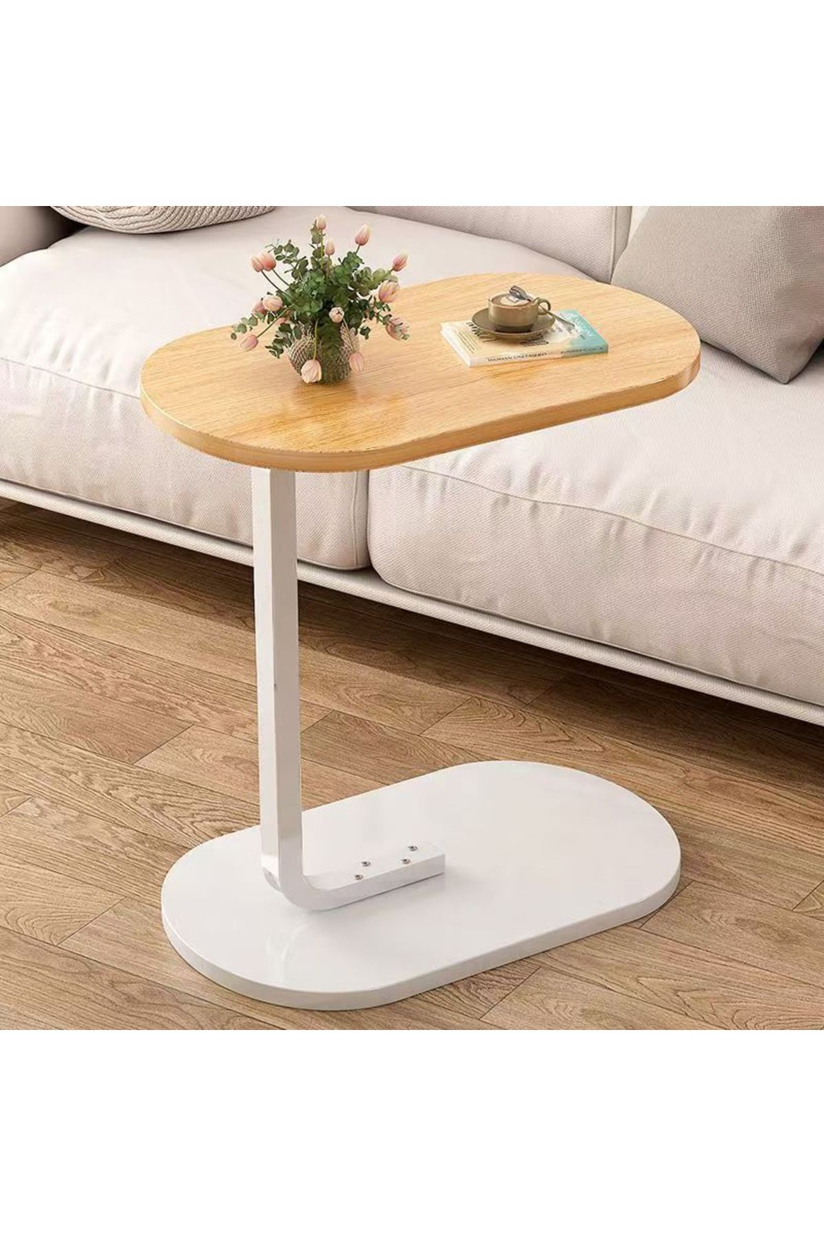 Viyogo Masuta Dreptunghiulara Pentru Cafea, Mdf Cu Metal, 45 X 59.5 X 28 Cm, Natur Cu Alb - One Size