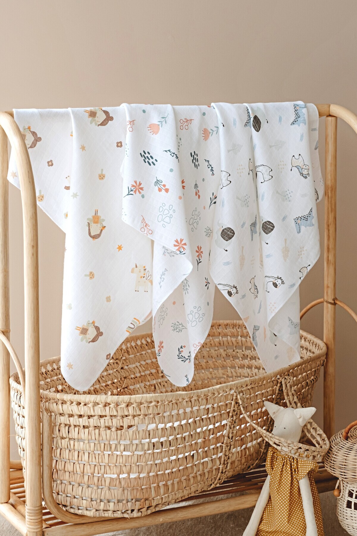 3 x 80x95 cm Muslin Baby Blanket / Blanket / Swaddle / Shoulder Diaper Set