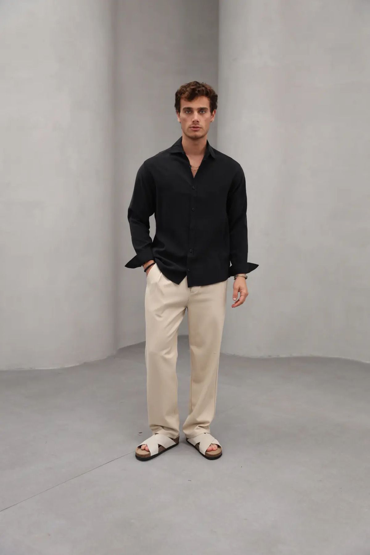 OHEPMODA Soft Dokulu Modal Kumaş Erkek Gömlek