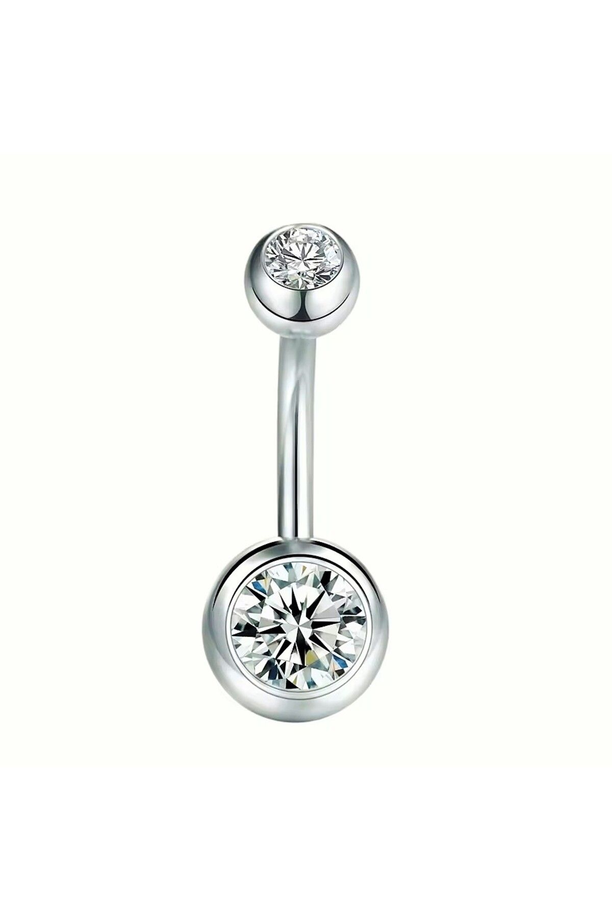 Janset F136 Titanyum Zirkon Taşlı Göbek Piercing - Titanyum Göbek Piercing