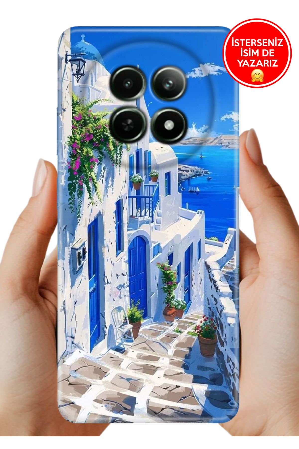 realme 12+ Plus Kılıf Baskılı Life Style Kapak Silikon Santorini Tatil