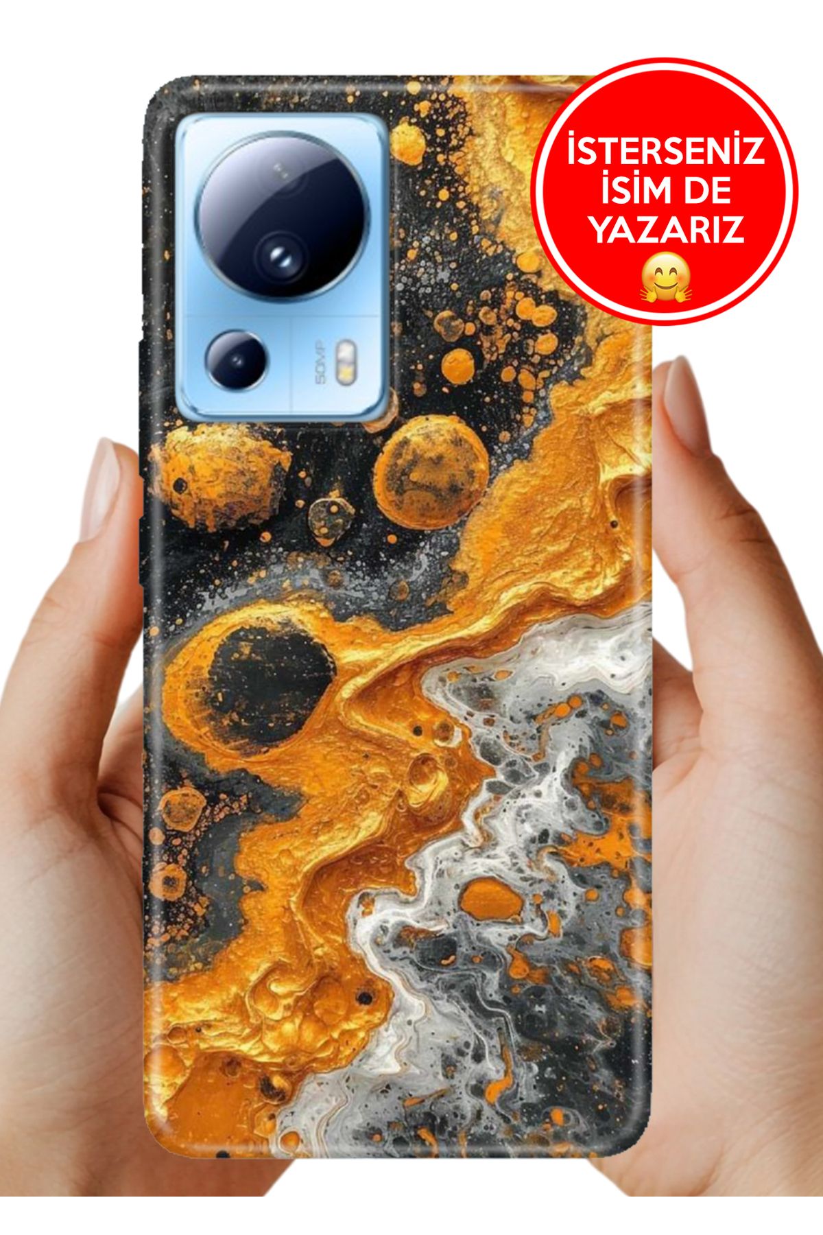 Cekuonline Xiaomi Mi 13 Lite Kılıf Kamera Korumalı Full Desen Arka Silikon Krater