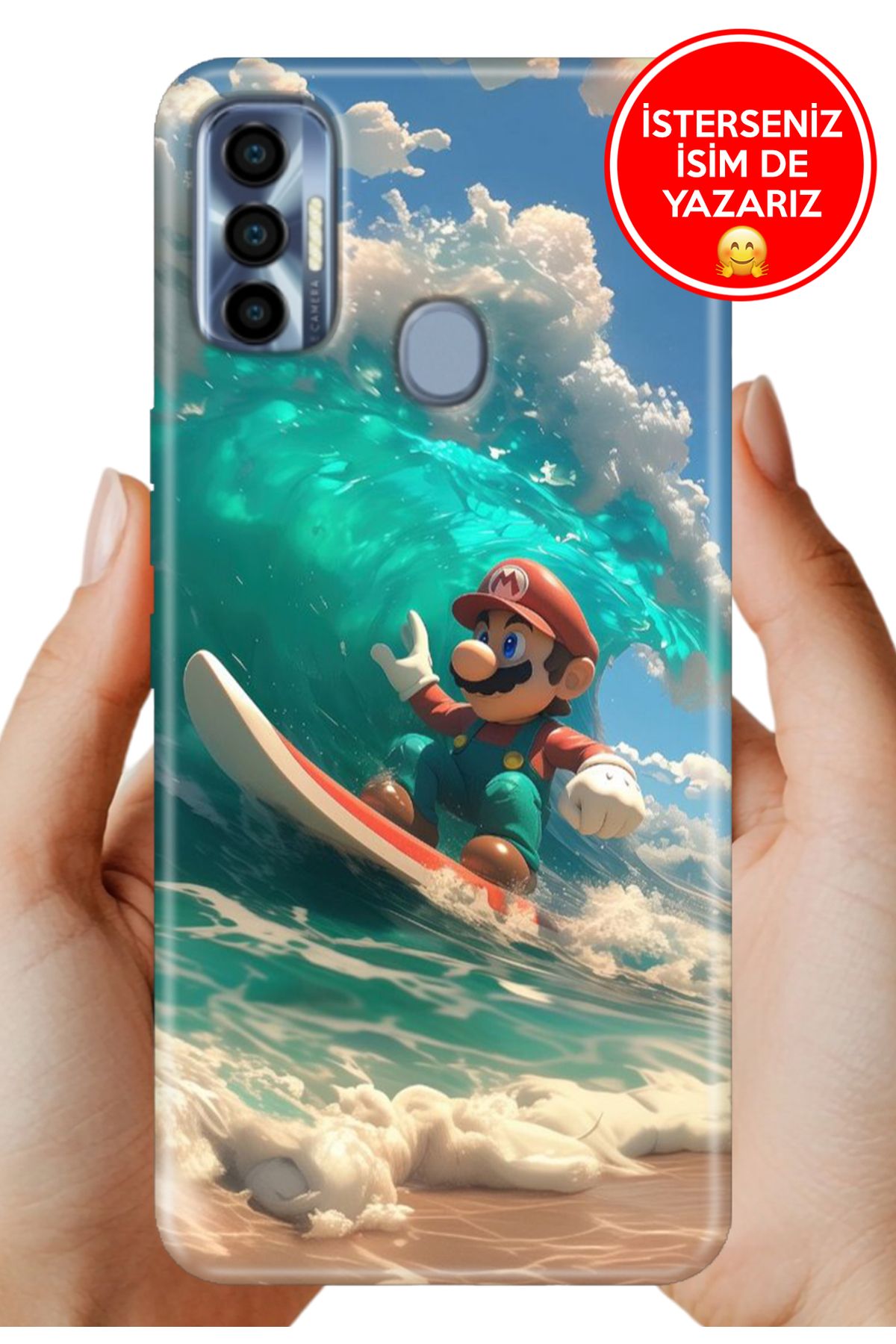 TECNO Spark 7 Pro Kılıf Kamera Koruma Vip-Seri Esnek Silikon Mario-Surf