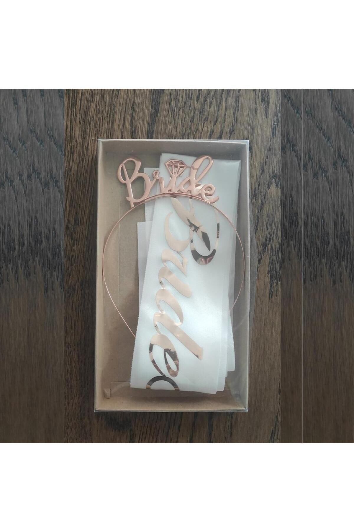 DOĞA PARTİ EVİ Rose Gold Bride To Be Taç Ve Kuşak Set Model 2