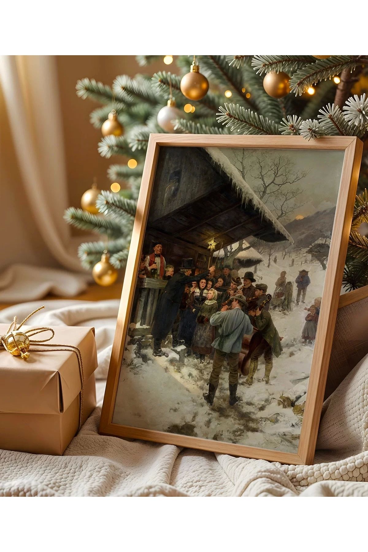 VOGLOO Çerçevesiz Poster Köyde Noel Kutlaması
