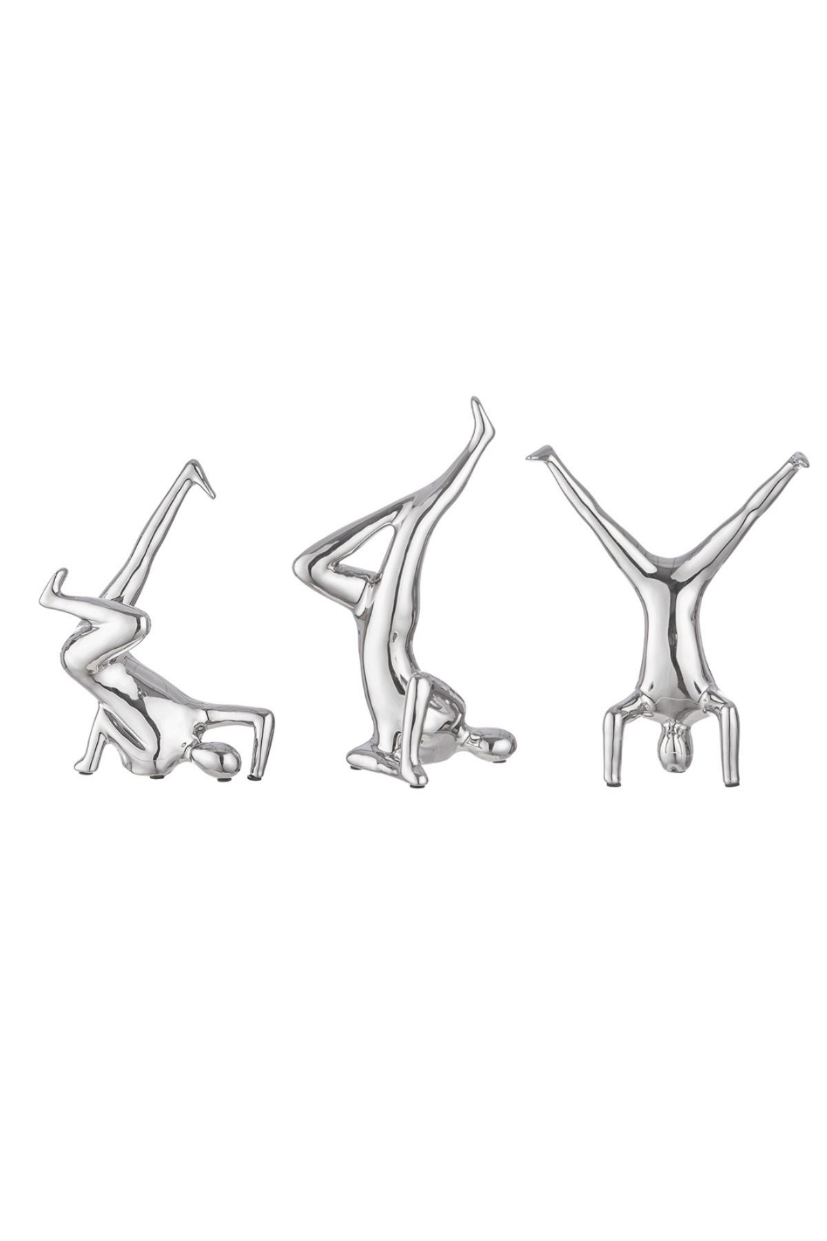 Gilde Gılde 3'Lü İnsan Figürü Şekli Seramik Gümüş Renkli L.10 Cm W.16 Cm Y.27 Cm
