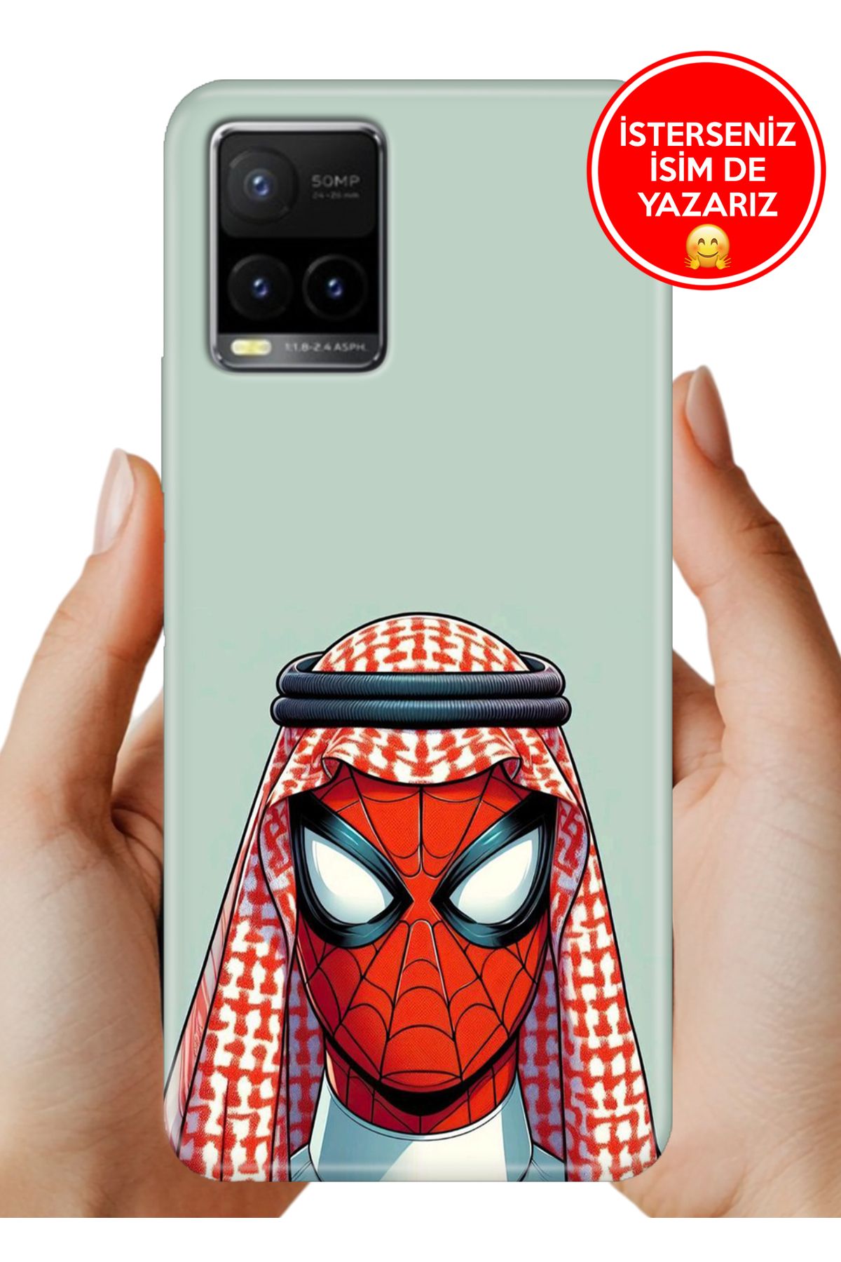 Cekuonline Vivo Y32 / Y33S Uyumlu Kılıf UvBaskı Özel-Tasarım Silikon Arabic Spider
