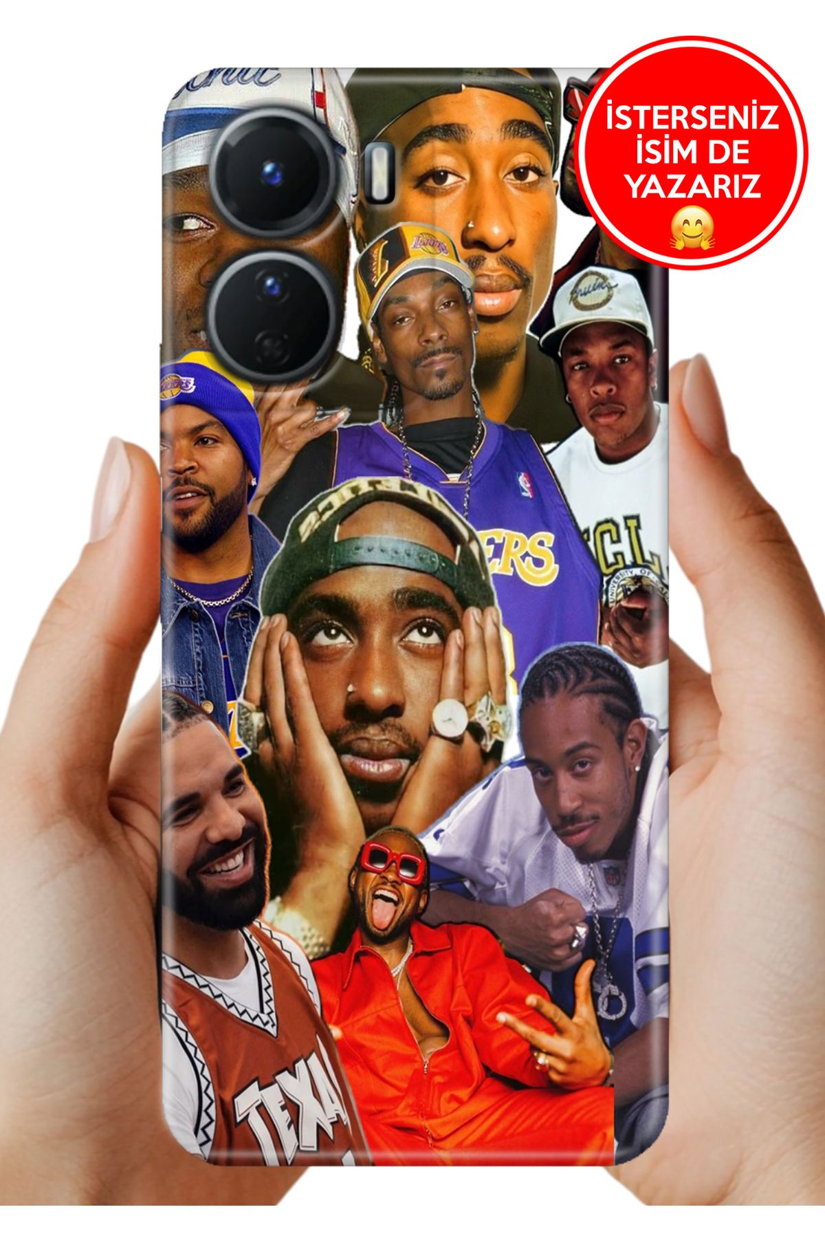 Cekuonline Y16 Kılıf Desenli İsimli / İsimsiz Silikon Rap World