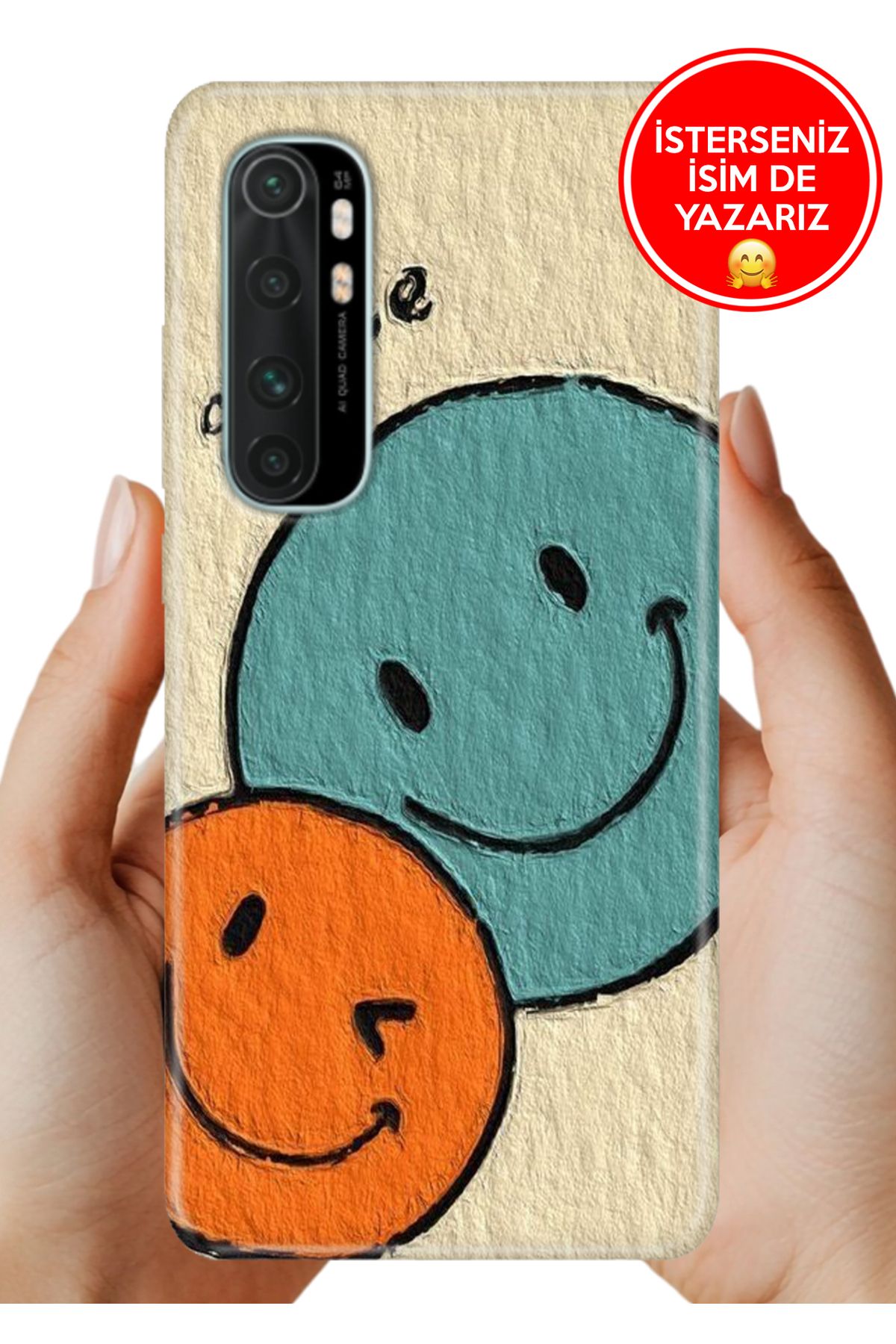 Cekuonline Xiaomi Mi Note 10 Lite Kılıf Tam Rubber Esnek Silikon Full Koruma Smile 06744