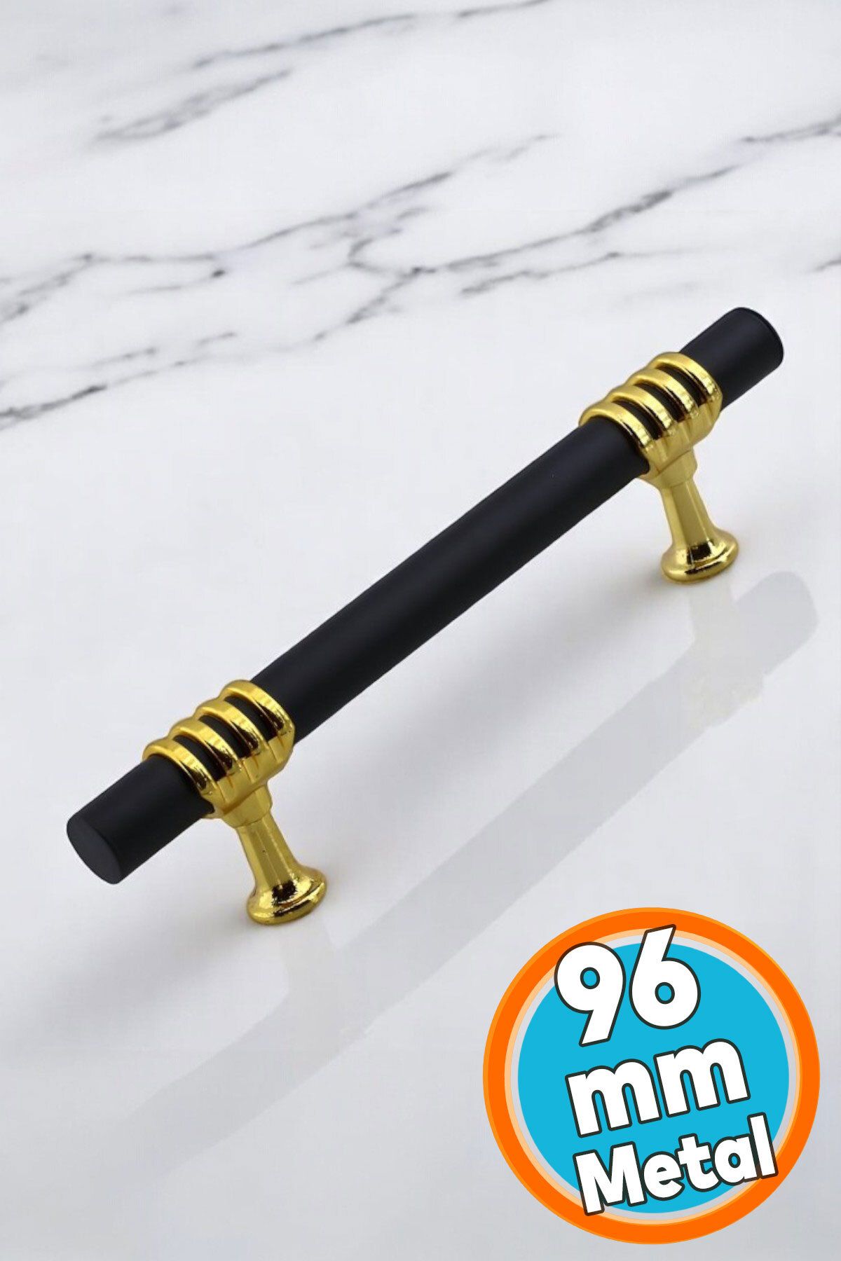 NZB Mobilya Mutfak Dolabı Çekmece Dolap Kulpları Kapak Kulpu Kulbu Siyah Altın 96 mm Metal Kulp 9.6 Cm