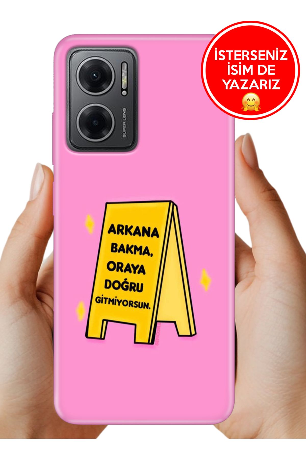 Cekuonline Redmi Note 11E Kılıf UvBaskı Özel-Tasarım Silikon ArkanaBakmaSlogan