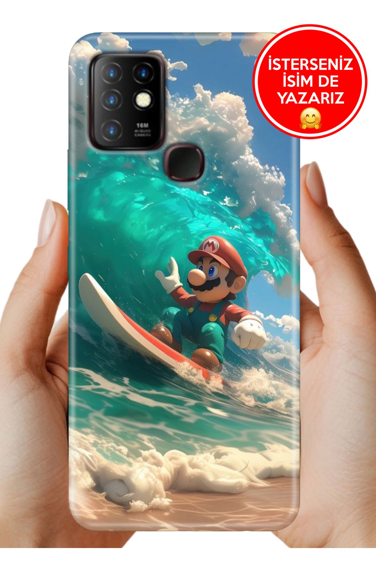 Cekuonline İnfinix Hot 10 Kılıf Kamera Koruma Vip-Seri Esnek Silikon Mario-Surf