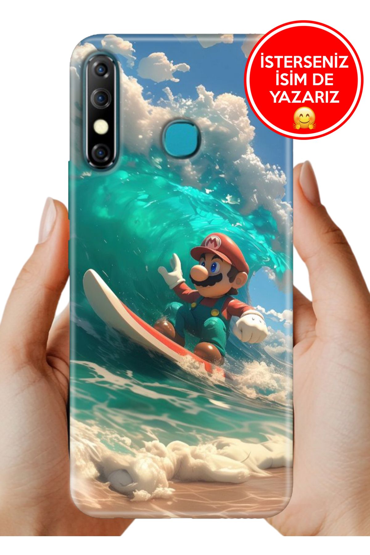 Cekuonline İnfinix Hot 8 Kılıf Kamera Koruma Vip-Seri Esnek Silikon Mario-Surf