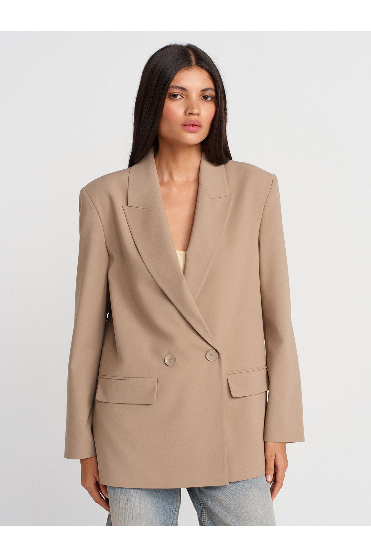 Dilvin 60770 Blazer Ceket-Bej