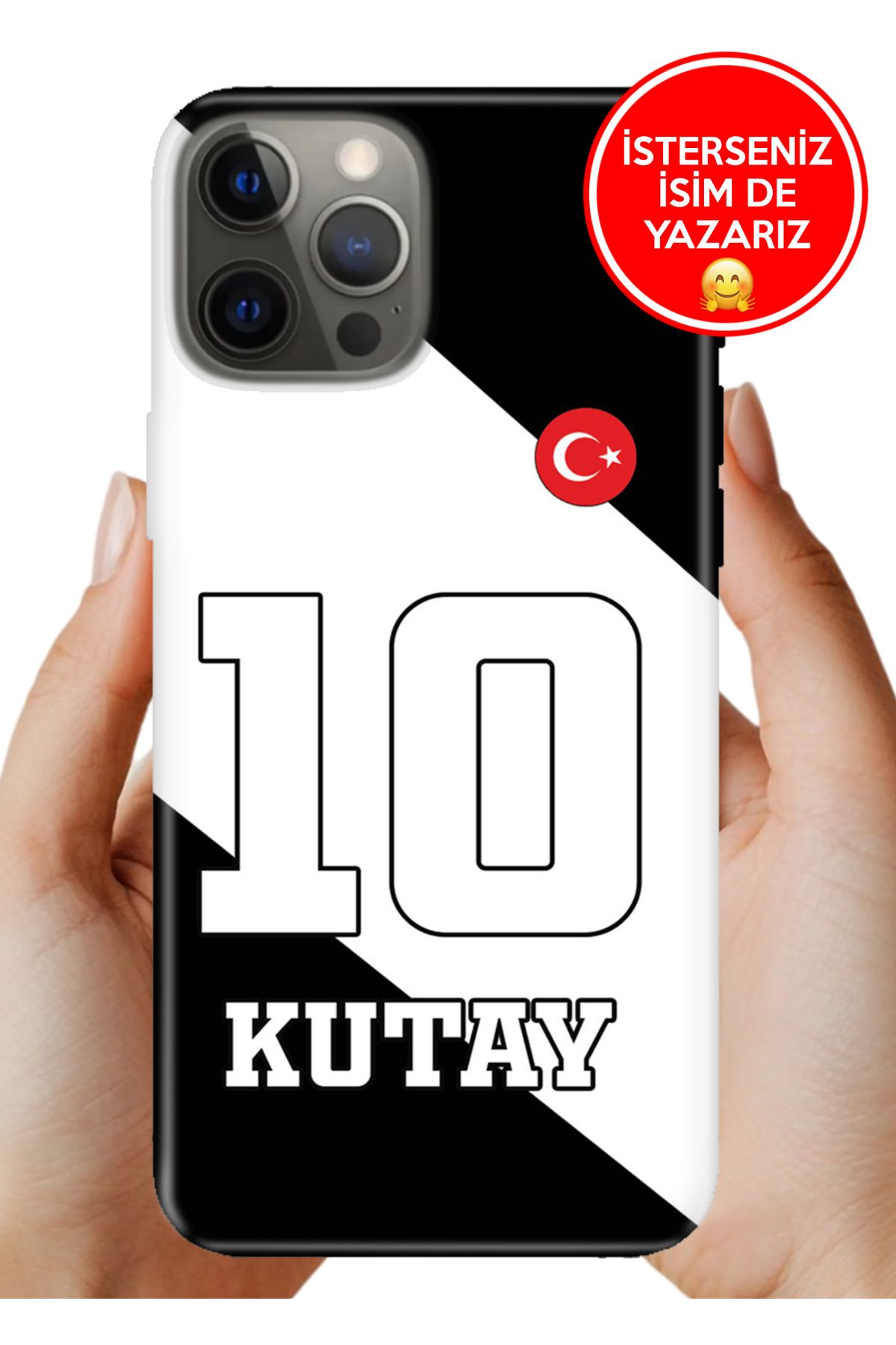 Cekuonline iPhone 12 Pro Max 6.7 5G Kılıf Kişiye Özel İsim Yazılı Forma Tasarım Silikon Zigzag
