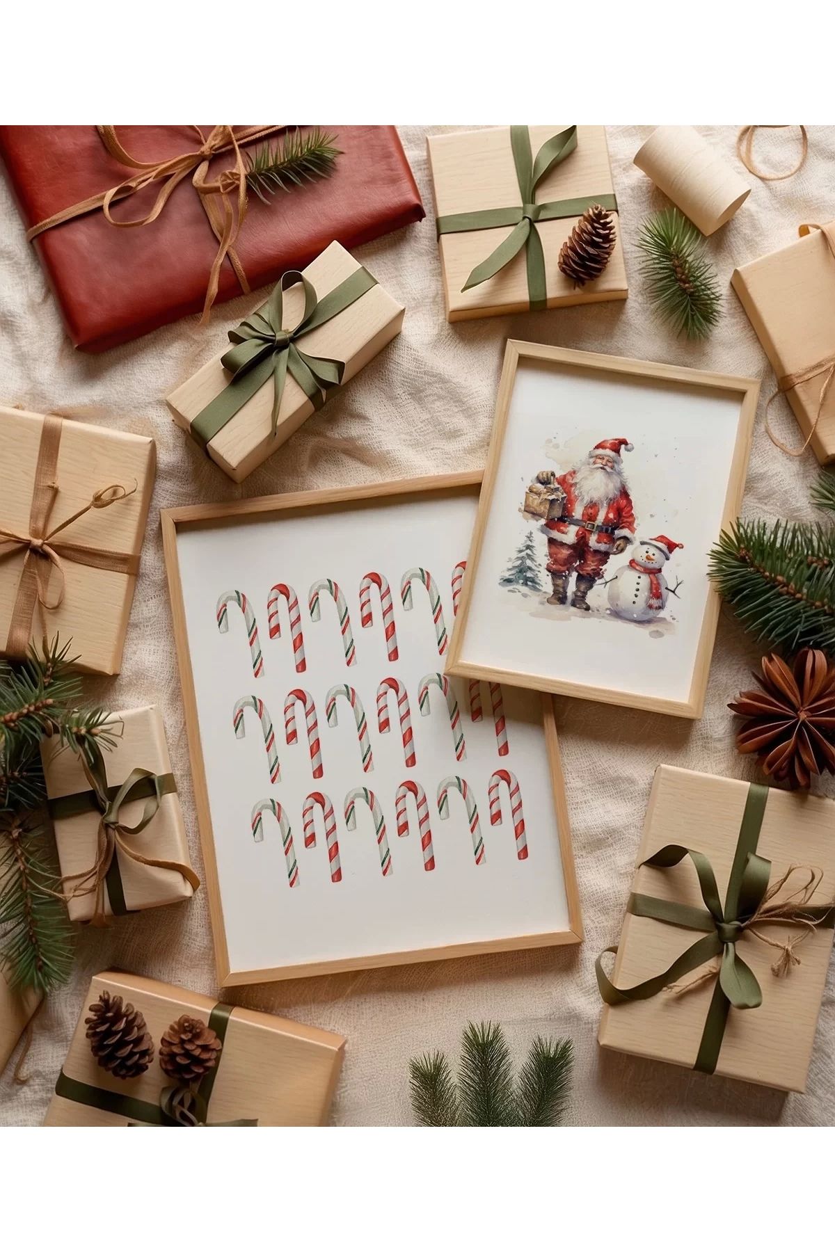 VOGLOO Çerçevesiz Poster Noel Baba'nın Şeker Kamışı 2'li