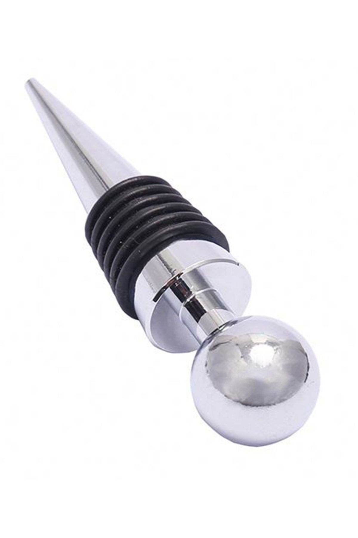Aptel-Set of 2 wine bottle stoppers, 9 cm, plastic and rubber, silver/black 3