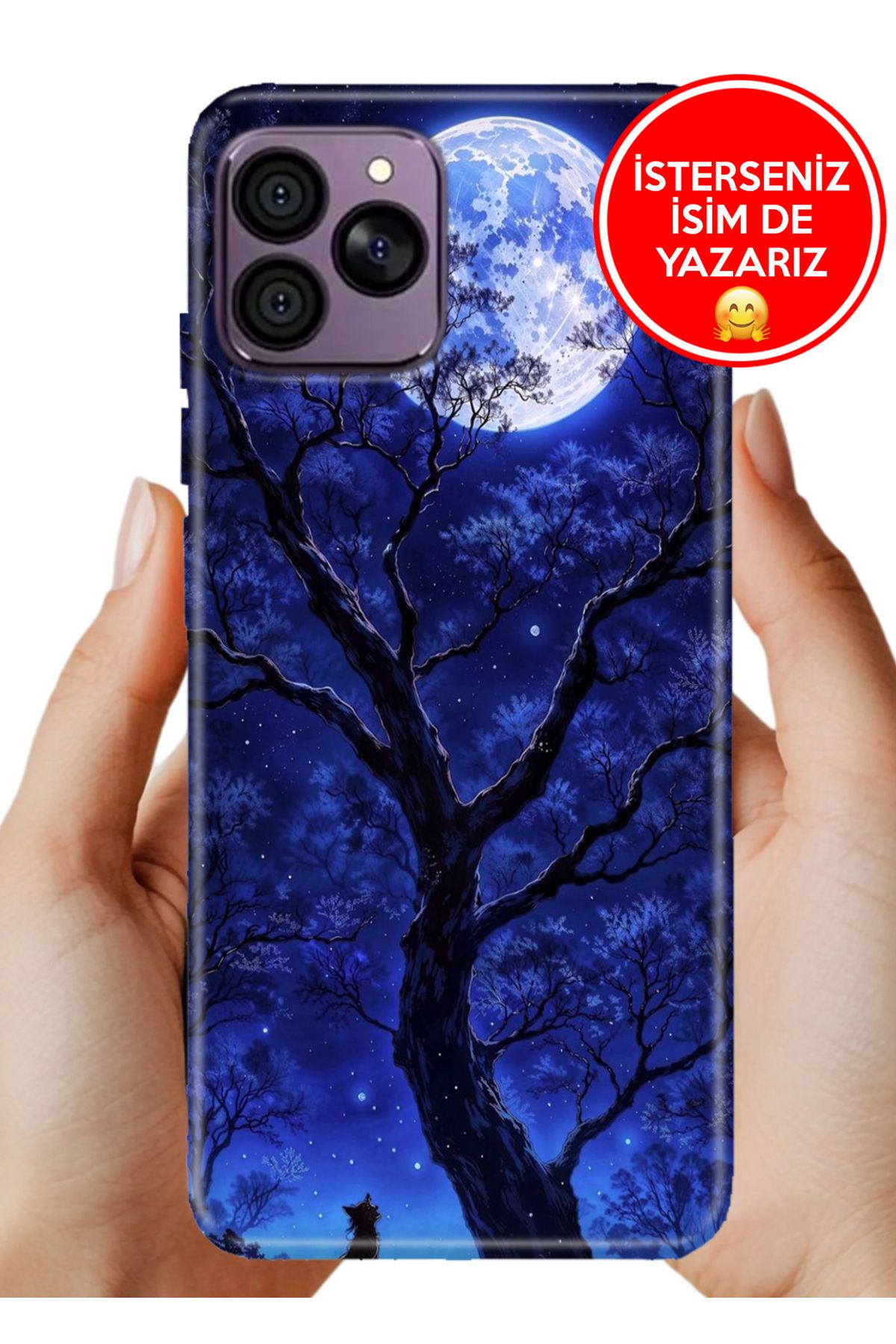 Hikıng A41 Kılıf Kamera Korumalı Full Desen Arka Silikon Korkutan Dolunay
