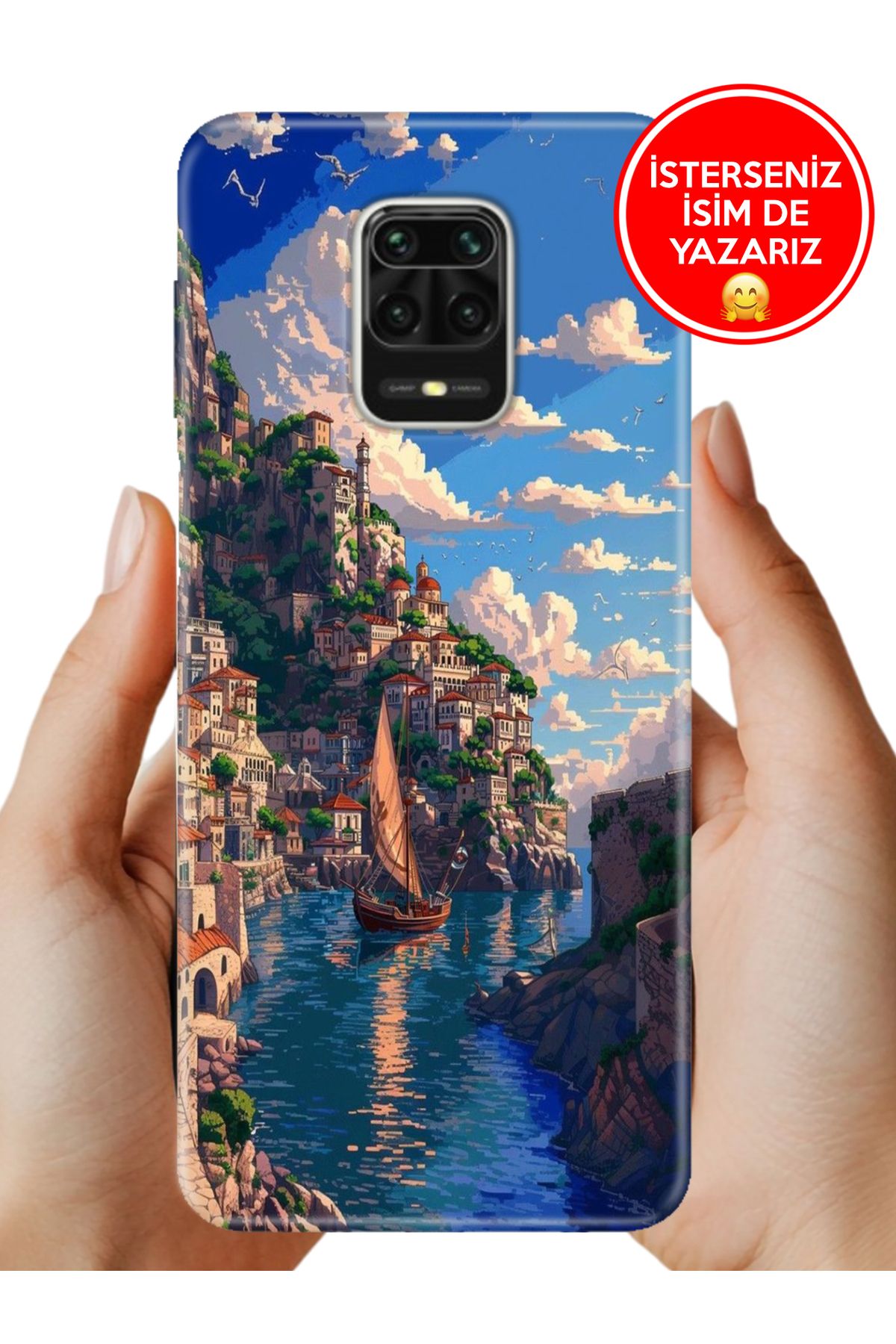 Cekuonline Xiaomi Redmi Note 9 Pro 9S Kılıf UvBaskı Özel-Tasarım Silikon Amalfi