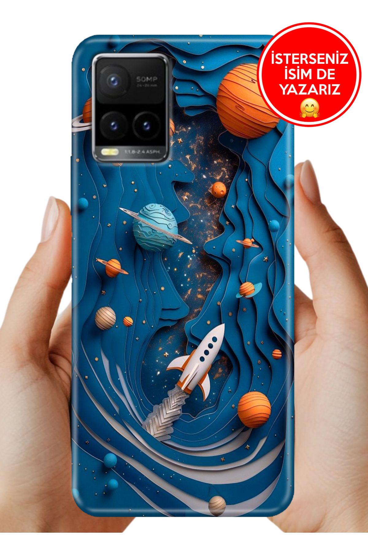 Cekuonline Vivo Y32 / Y33S Uyumlu Kılıf Tam Rubber Esnek Silikon Full Koruma Space Kolaj