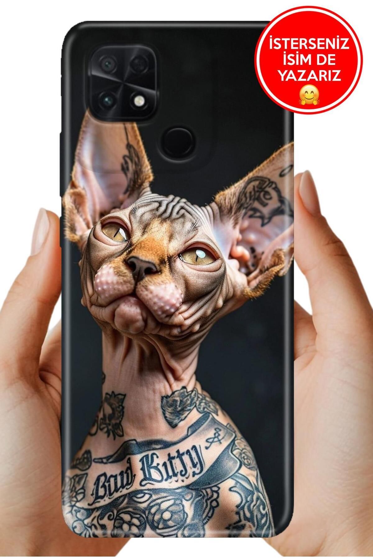 POCO C40 / Xiaomi Poco-C40 Kılıf Desenli Baskılı TR-Üretim Kapak Silikon TattooCat