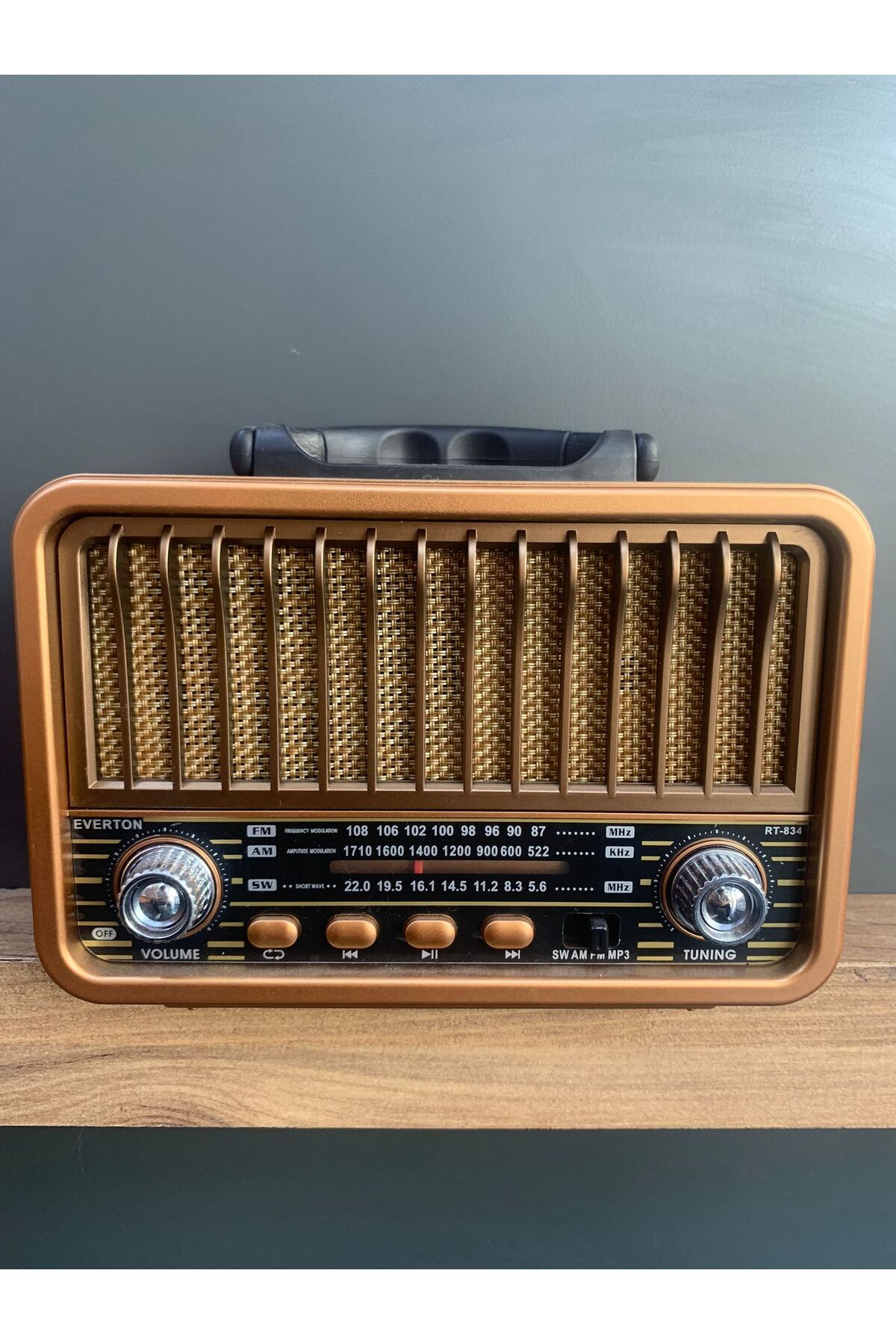 shop Everton Rt-834 Bluetooth Radyo-TF card-usb-Kumandalı Nostaljik Radyo Solar Güneş Panelli
