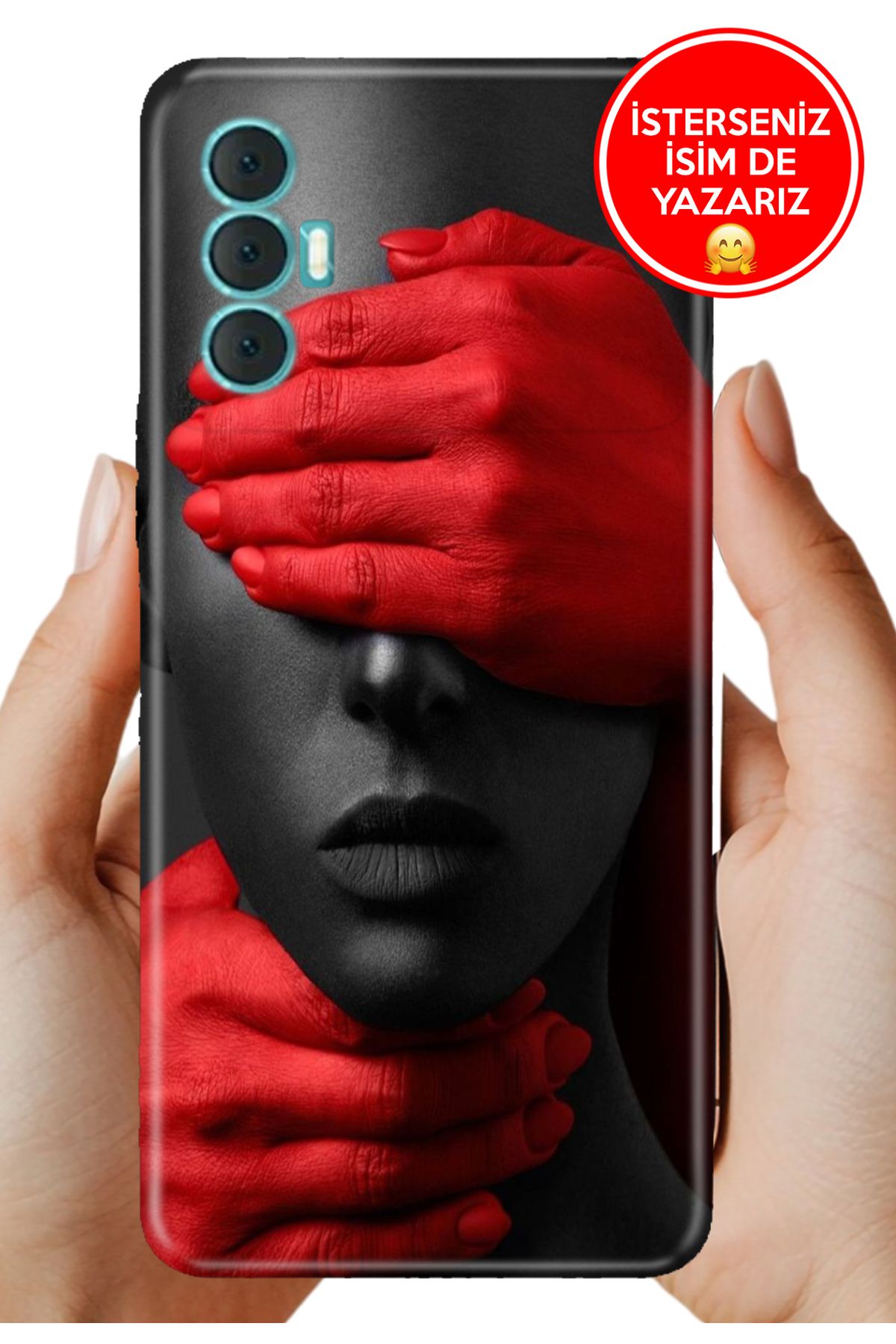 TECNO Spark 8 Pro Kılıf Desenli İsimli / İsimsiz Silikon Red Model