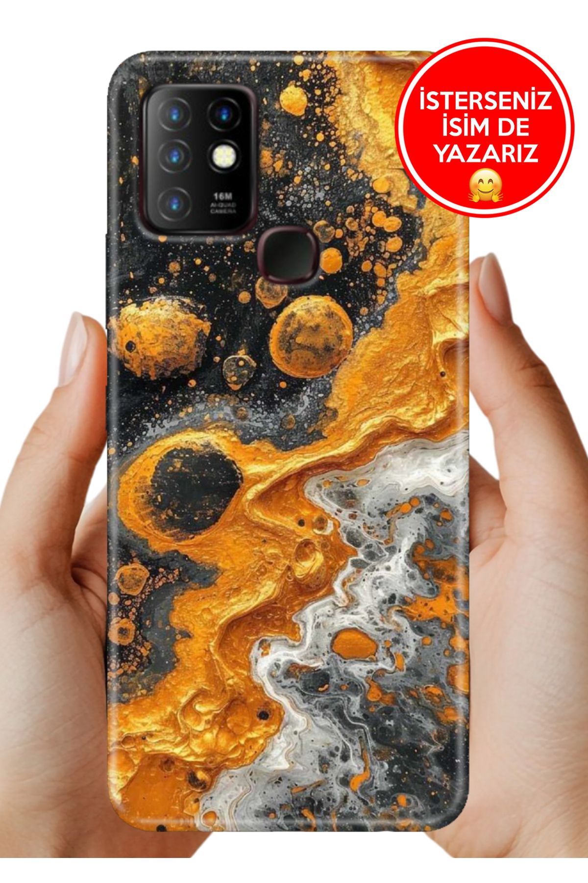 Cekuonline İnfinix Hot 10 Kılıf Kamera Korumalı Full Desen Arka Silikon Krater