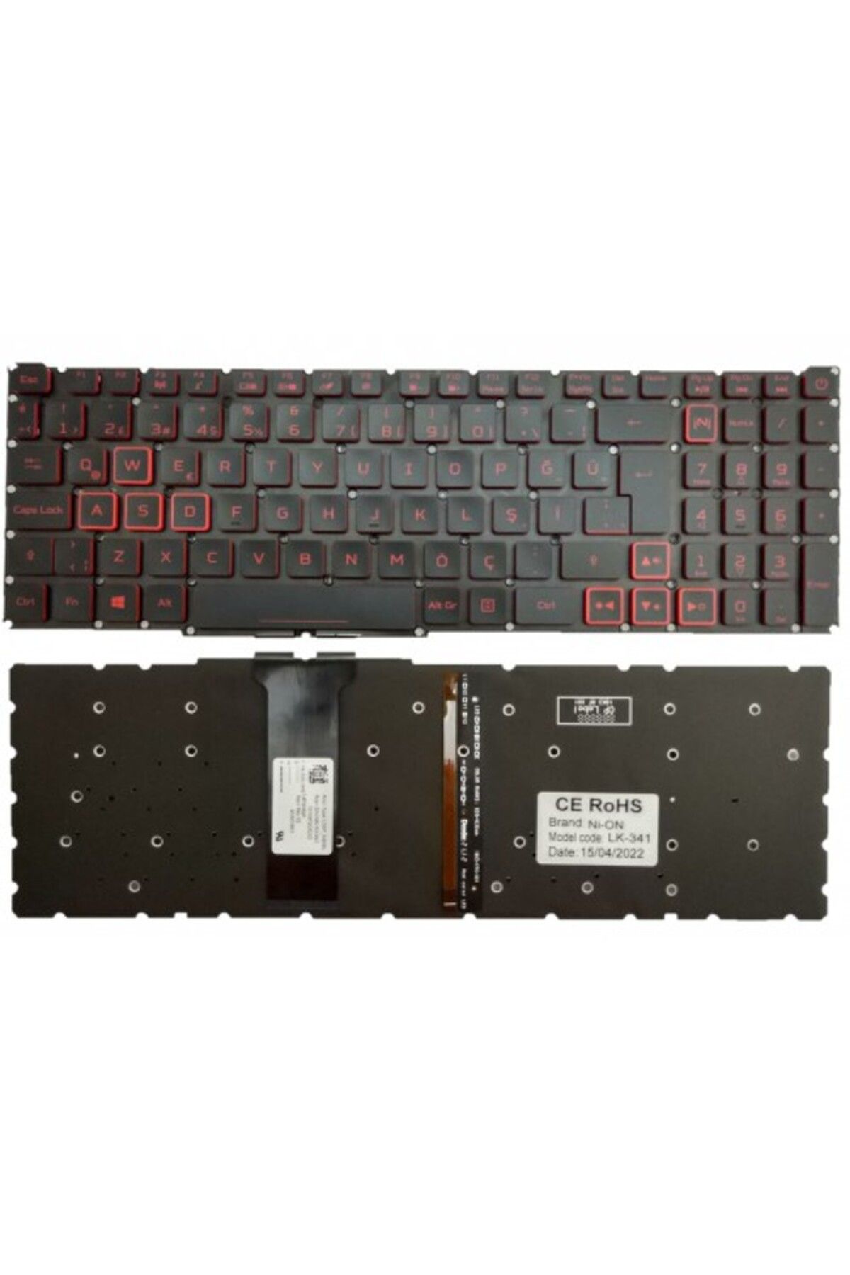 NION Acer Nitro AN517-52 uyumlu Notebook Klavye (Siyah Aydınlatmalı TR)