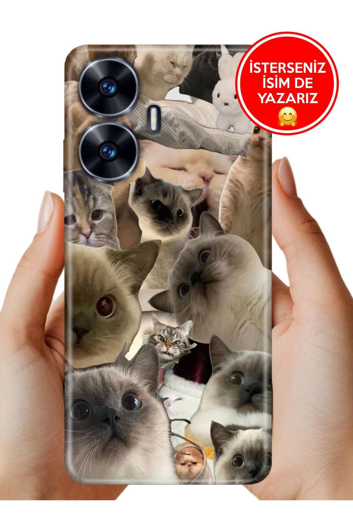realme C55 Kılıf 0.35 mm Resimli Silikon Karma Kediler
