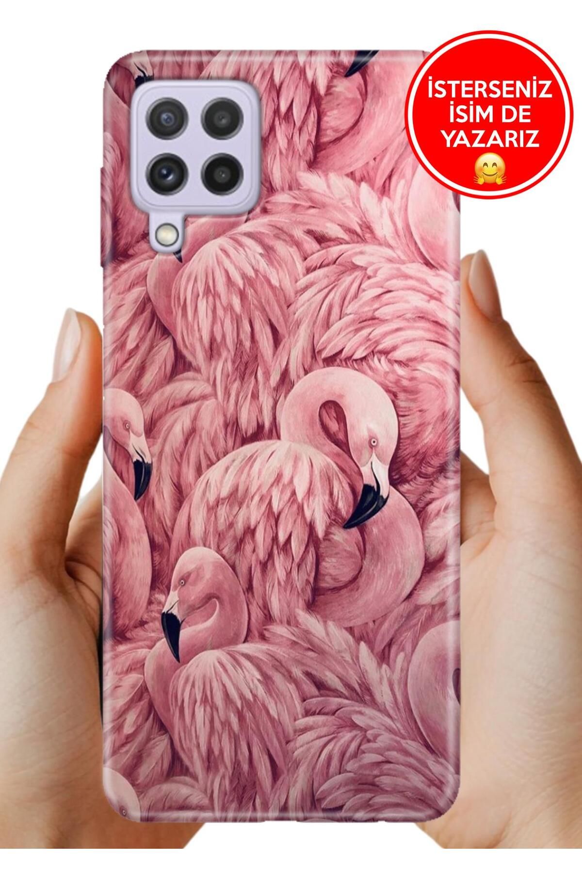 Cekuonline Samsung A22 Kılıf Flamingo Pattern