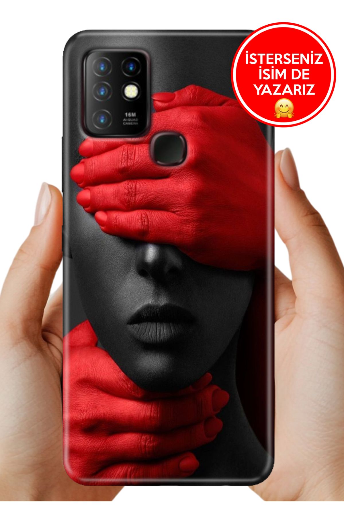 Cekuonline İnfinix Hot 10 Kılıf Desenli İsimli / İsimsiz Silikon Red Model
