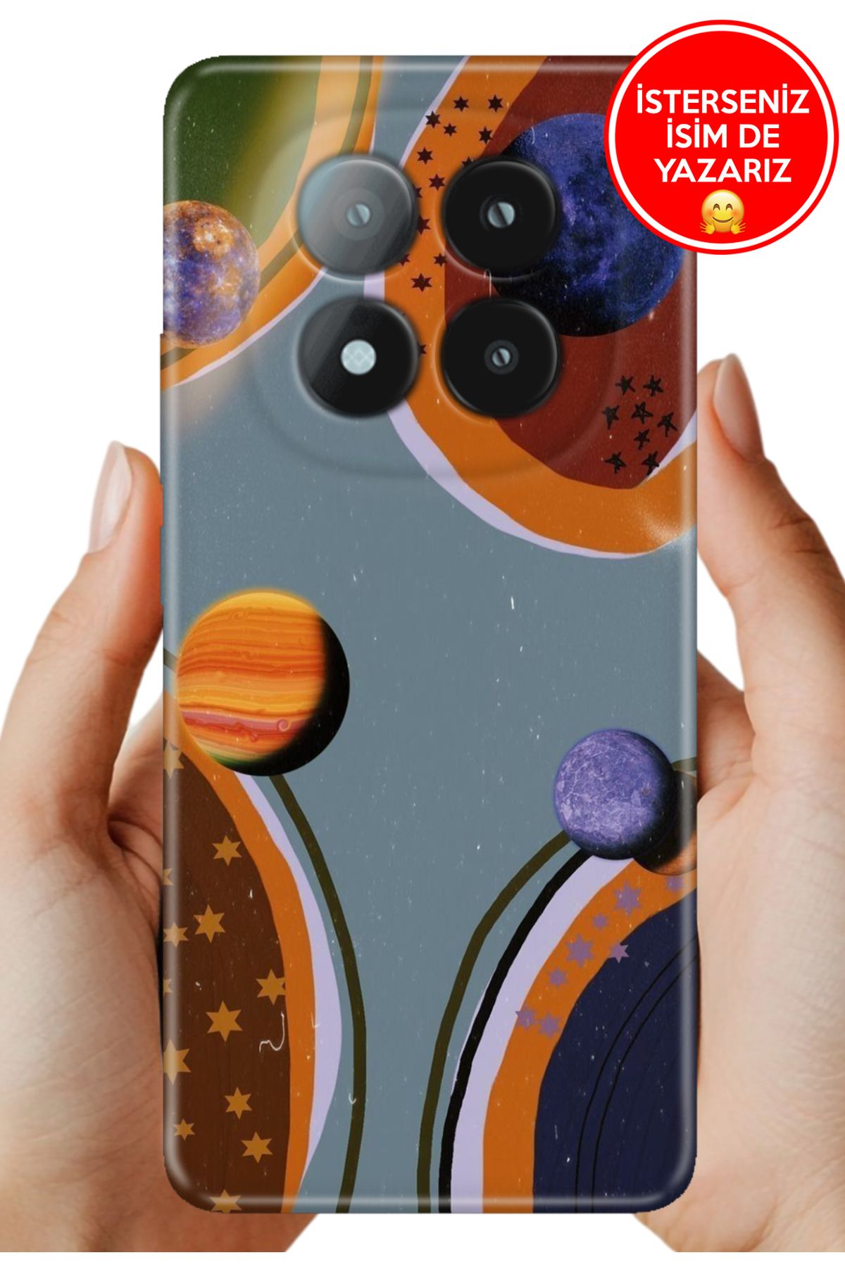 Cekuonline Redmi Note 14 Pro+ Plus Kılıf Telefon Kılıfı Tasarım Kapak Yapay Gezegen