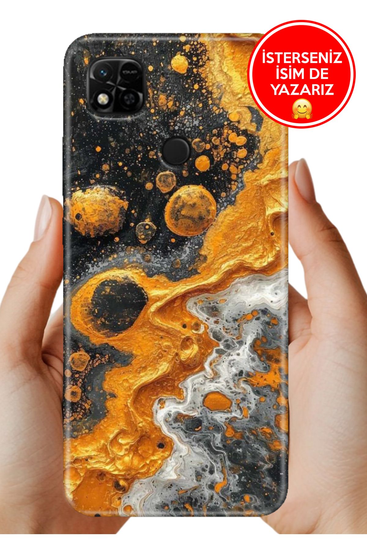 Cekuonline Xiaomi Redmi 10A Kılıf Kamera Korumalı Full Desen Arka Silikon Krater