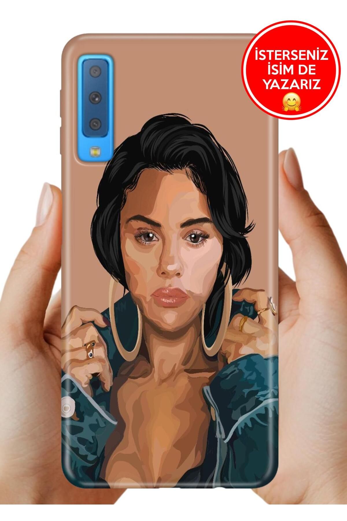 Cekuonline Samsung Galaxy A7 2018 Kılıf Tam Rubber Esnek Silikon Full Koruma Selena-Art