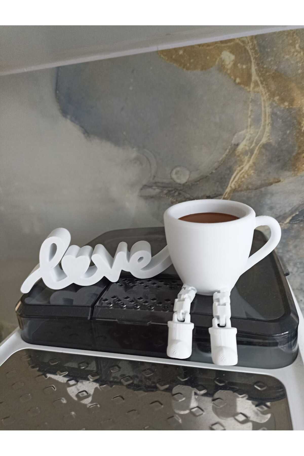 smilechild Dekoratif Kahve Köşesi BÜYÜK Oturan Kahve Bardağı ve Love Obje