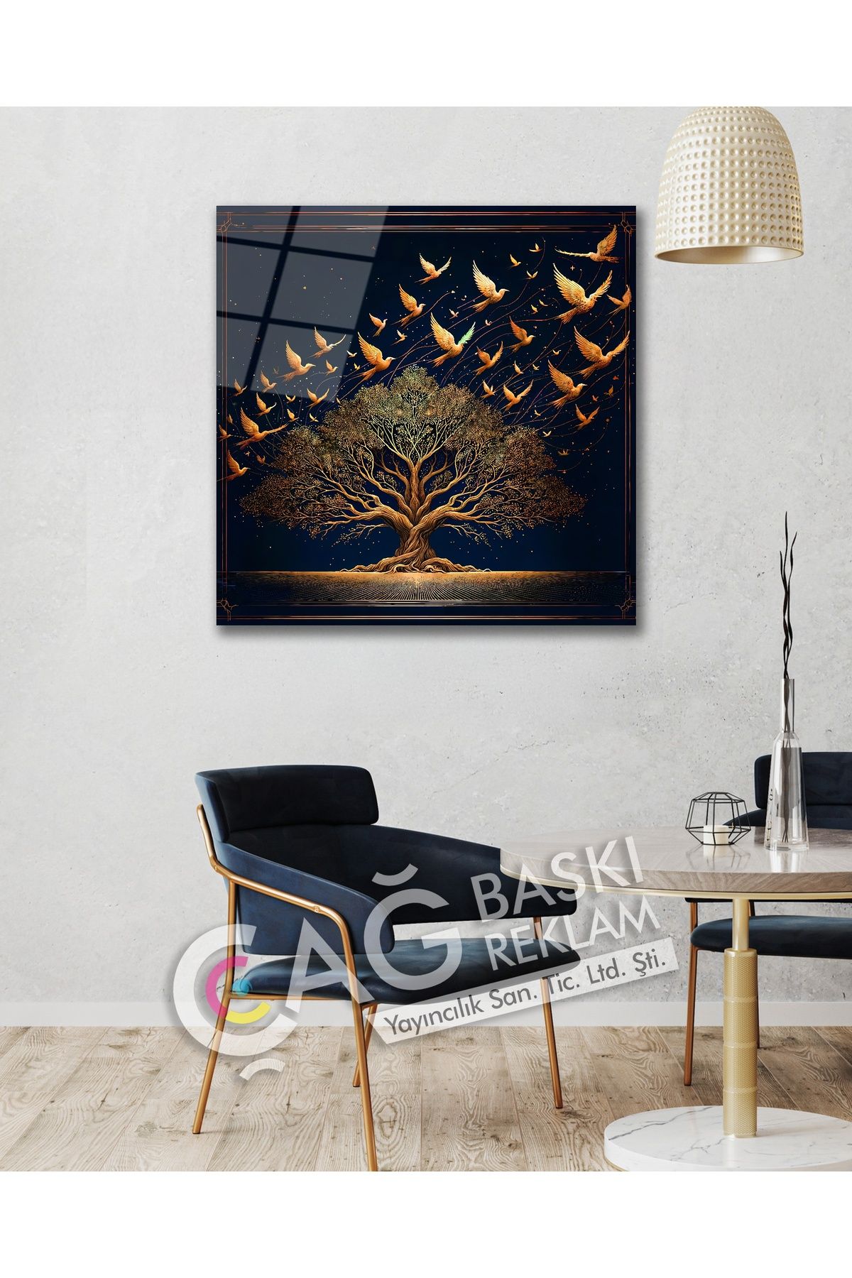Çağ Baskı Hayat Ağacı Soyut Göz Alıcı Manzara Cam Tablo Modern Ev Ofis Oda Salon Duvar Dekoru Hediyelik