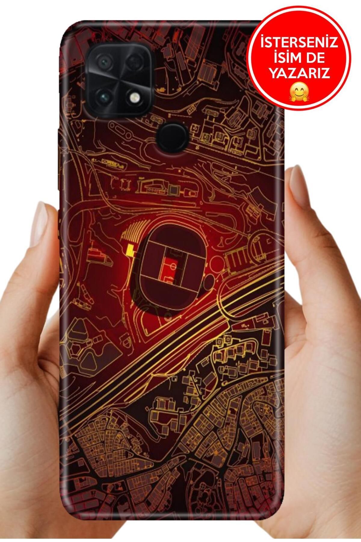 POCO C40 / Xiaomi Poco-C40 Kılıf Desenli Baskılı TR-Üretim Kapak Silikon Sarı Kırmızı Stadyum