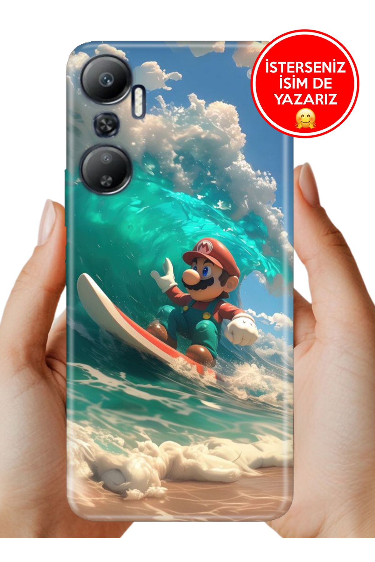 Cekuonline İnfinix Hot 20 Kılıf Kamera Koruma Vip-Seri Esnek Silikon Mario-Surf